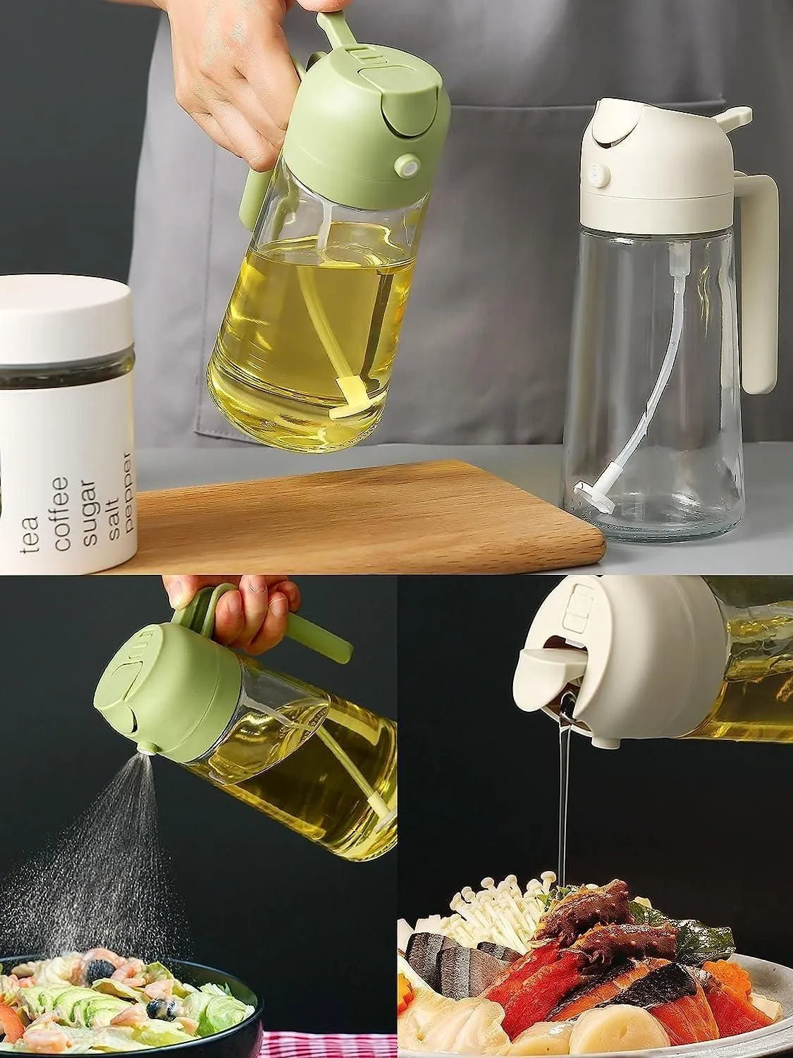 2-in-1 Glass Oil Sprayer & Dispenser Bottle for Smart Cooking
