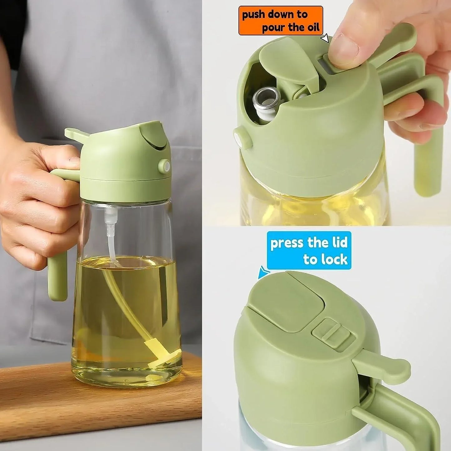 2-in-1 Glass Oil Sprayer & Dispenser Bottle for Smart Cooking