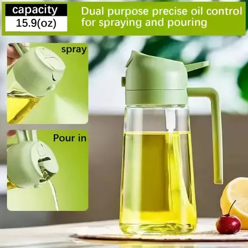 2-in-1 Glass Oil Sprayer & Dispenser Bottle for Smart Cooking