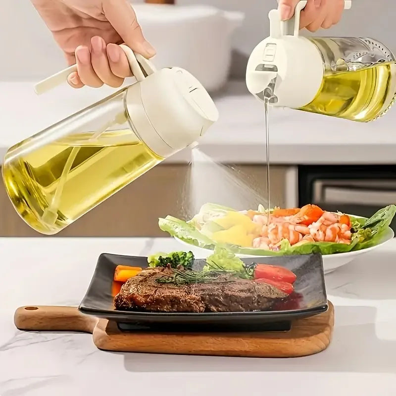 2-in-1 Glass Oil Sprayer & Dispenser Bottle for Smart Cooking